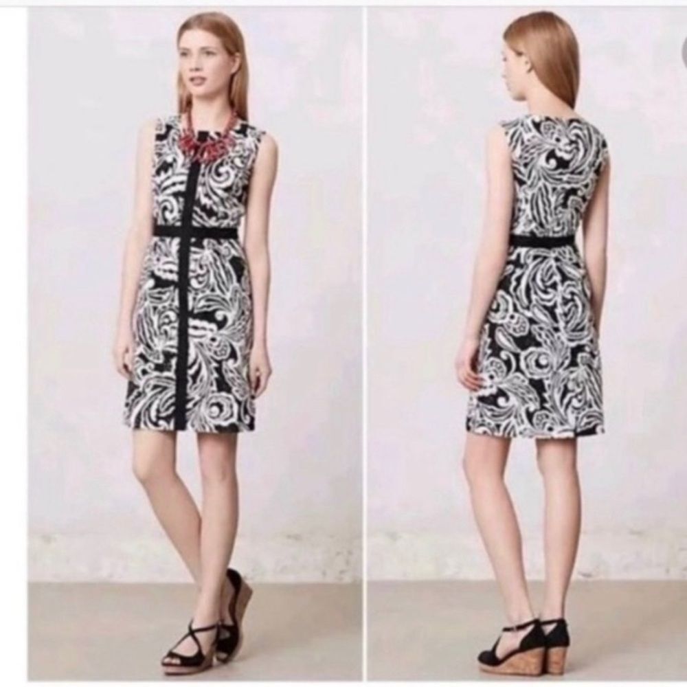 Anthropologie Tabitha - Tabitha Black and White Eyelet Sheath Dress - size 10